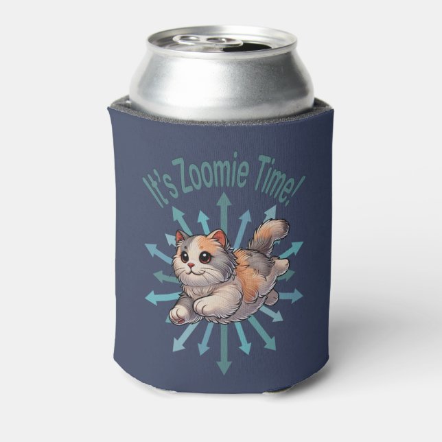 It's Zoomie Time Dilute Calico Cat Can Cooler (Can Back)