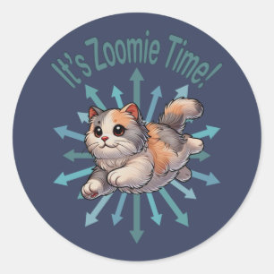 It's Zoomie Time Dilute Calico Cat Classic Round Sticker