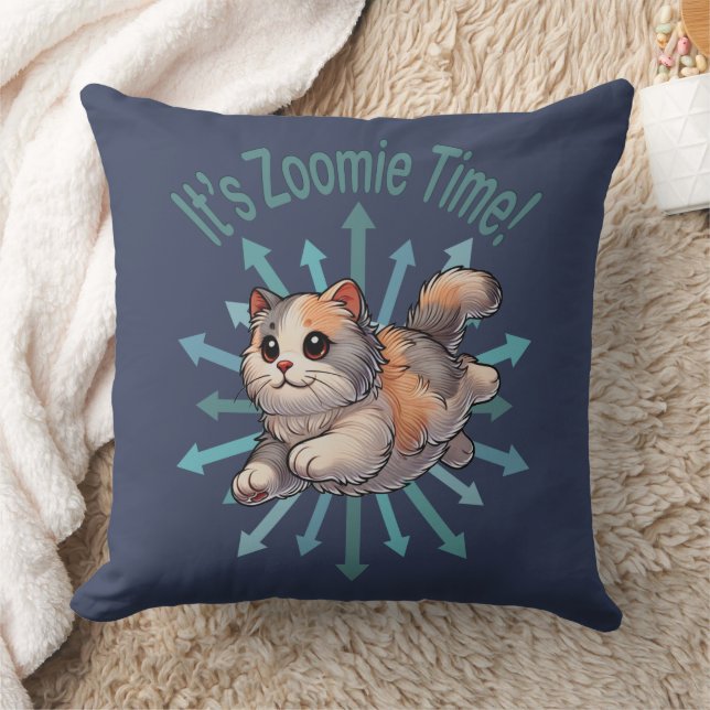 It's Zoomie Time Dilute Calico Cat Cushion (Blanket)