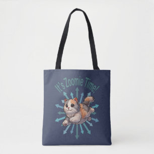 It's Zoomie Time Dilute Calico Cat Tote Bag