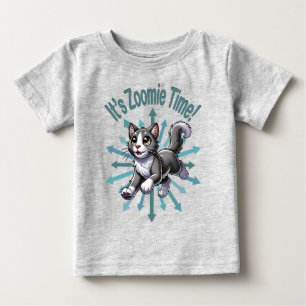 It's Zoomie Time Grey Bicolor Cat Baby T-Shirt