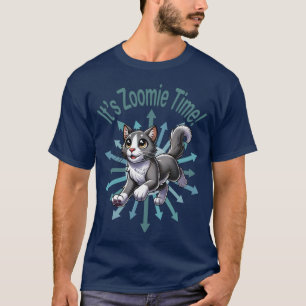 It's Zoomie Time Grey Bicolor Cat T-Shirt