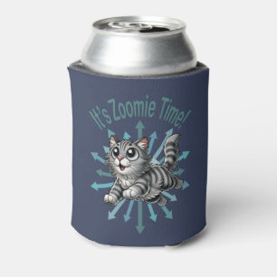 It's Zoomie Time Grey Tabby Cat Can Cooler