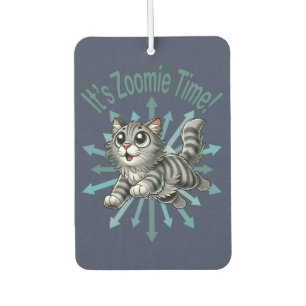 It's Zoomie Time Grey Tabby Cat Car Air Freshener