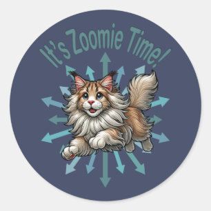 It's Zoomie Time Maine Coon Cat Classic Round Sticker