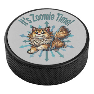 It's Zoomie Time Norwegian Forest Cat Hockey Puck