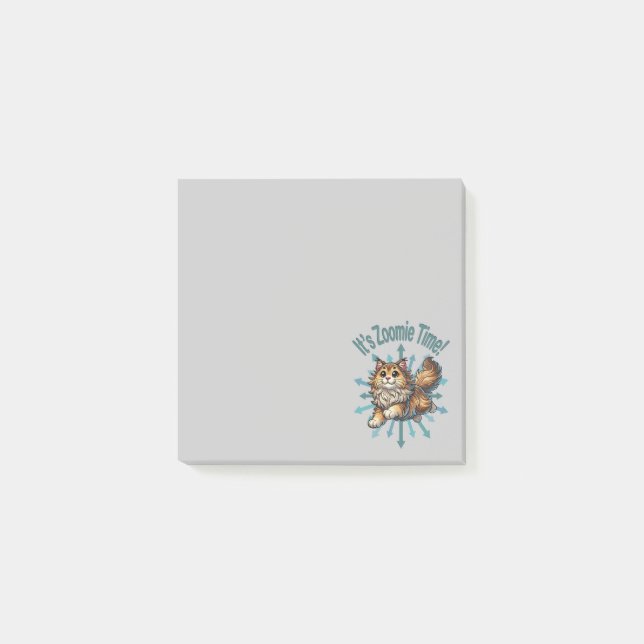 It's Zoomie Time Norwegian Forest Cat Post-it Notes (Front)