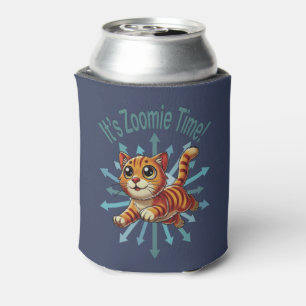 It's Zoomie Time Orange Tabby Cat Can Cooler
