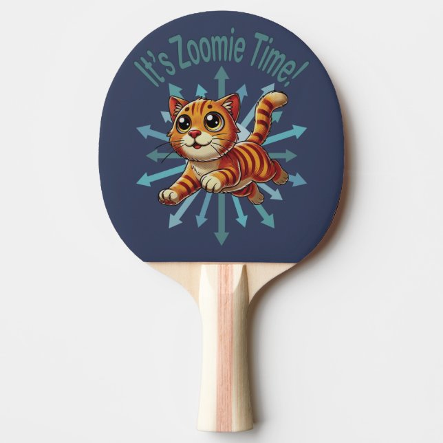 It's Zoomie Time Orange Tabby Cat Ping Pong Paddle (Front)