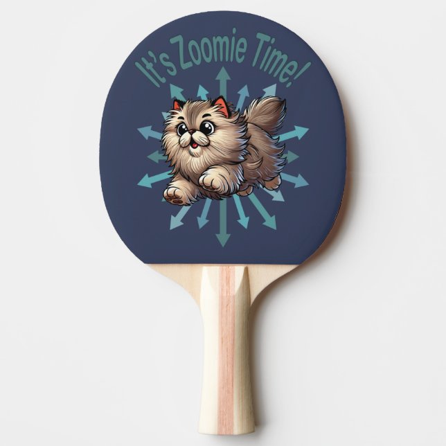 It's Zoomie Time Persian Cat Ping Pong Paddle (Front)
