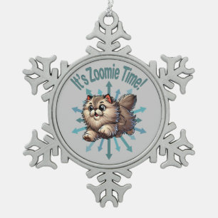 It's Zoomie Time Persian Cat Snowflake Pewter Christmas Ornament