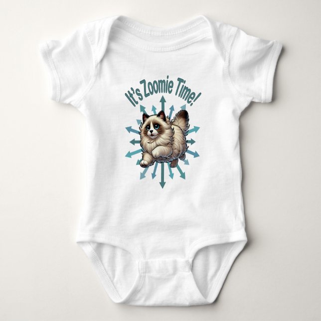 It's Zoomie Time Ragdoll Cat Baby Bodysuit (Front)