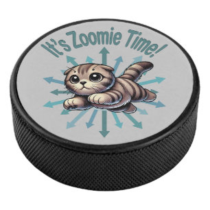 It's Zoomie Time Scottish Fold Cat Hockey Puck