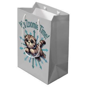 It's Zoomie Time Scottish Fold Cat Medium Gift Bag