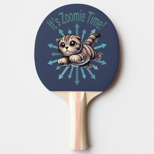 It's Zoomie Time Scottish Fold Cat Ping Pong Paddle (Front)