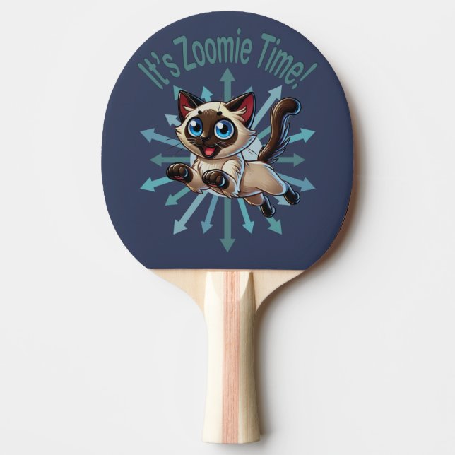 It's Zoomie Time Siamese Cat Ping Pong Paddle (Front)