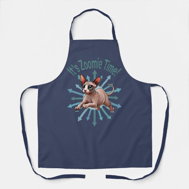 It's Zoomie Time Sphynx Cat Apron (Front)