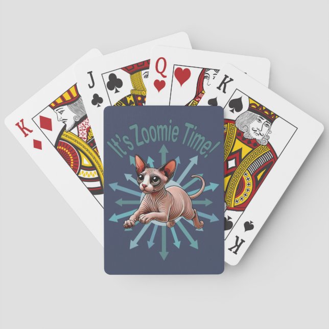 It's Zoomie Time Sphynx Cat Playing Cards (Back)