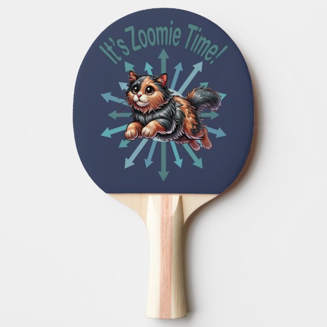 It's Zoomie Time Tortoise Shell Cat Ping Pong Paddle (Front)