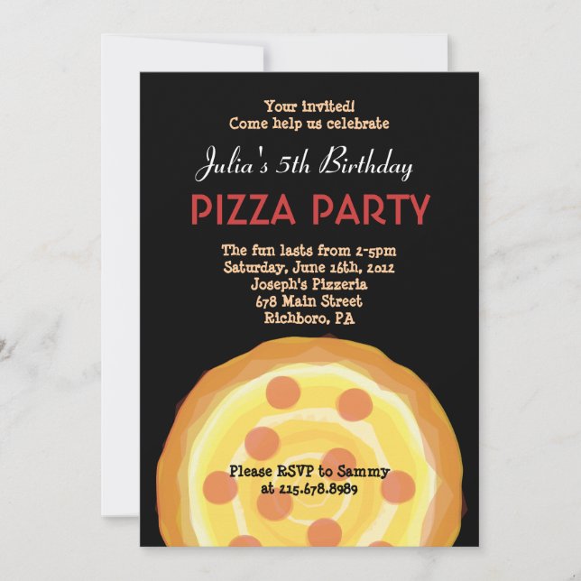 IT'SA PIZZA PARTY! Happy Birthday Party Invitation (Front)