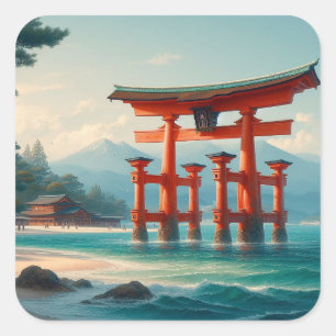 Itsukushima Torii, Itsukushima shrine, Miyajima Square Sticker