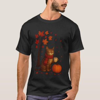 Itu2019s Fall Yu2019All Cat Autumn Leaves Funny Th T-Shirt