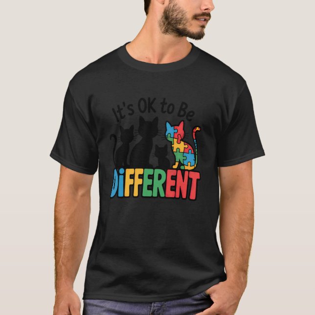 Itu2019s OK to Be Different Cat Design T-Shirt (Front)