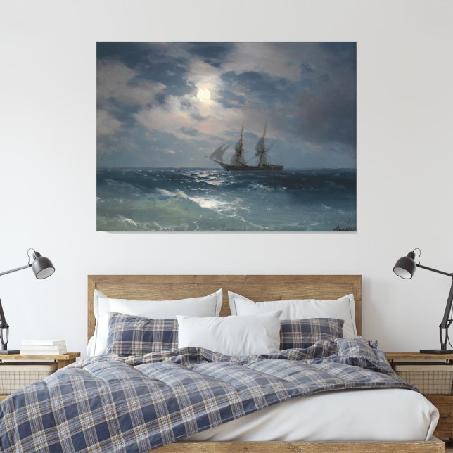Ivan Konstantinovich Aivazovsky - The Brig Mercury Canvas Print (Insitu(Bedroom))