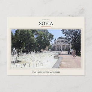 Ivan Vazov Theatre and Fountain, Sofia Postcard