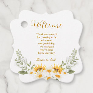 IVANA Elegant Yellow & White Flower Wedding Favour Tags