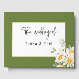 IVANA Elegant Yellow & White Flower Wedding Guest Book