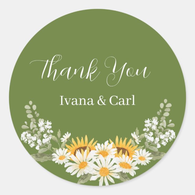IVANA Elegant Yellow & White Flower Wedding Label (Front)