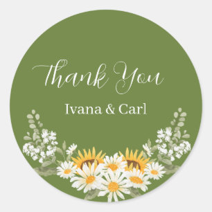 IVANA Elegant Yellow & White Flower Wedding Label