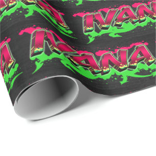 Ivana Vorname Name Graffiti red green Wrapping Paper