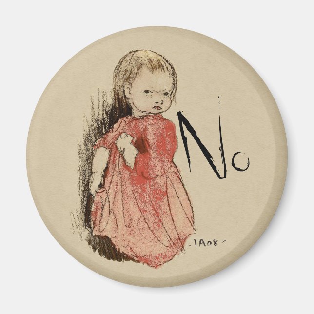Ivar Arosenius Lillan Defiant little girl says No Magnet (Front)