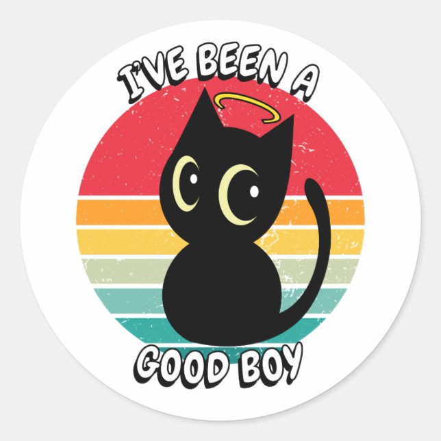 Ive been a good boy - black cat classic round sticker (Front)