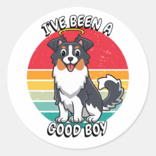 Ive been a good boy - collie dog classic round sticker
