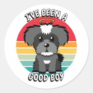 Ive been a good boy - schnauzer dog classic round sticker