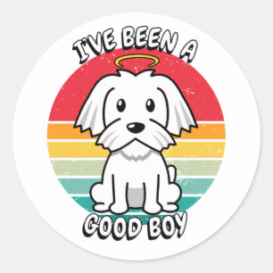Ive been a good boy - white dog classic round sticker