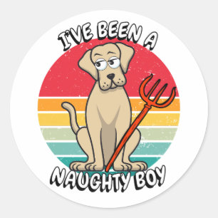 Ive been a naughty boy - big dog classic round sticker