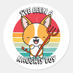 Ive been a naughty boy - corgi dog classic round sticker