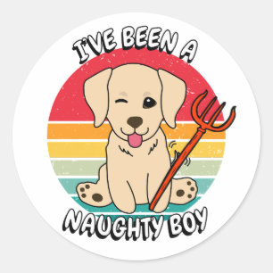 Ive been a naughty boy - retriever classic round sticker