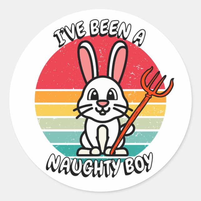 Ive been a naughty boy - white rabbit classic round sticker (Front)