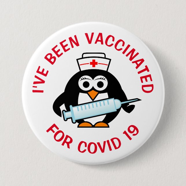I've been fully vaccinated for covid19 vaccination 7.5 cm round badge (Front)