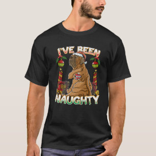 I've Been Naughty English Mastiff Dog With Santa C T-Shirt