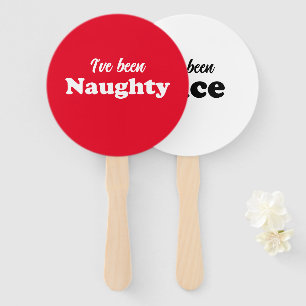 I've been Naughty or Nice red funny Christmas game Hand Fan