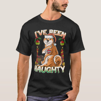 I've Been Naughty Shiba Inu Fox Dog With Santa Cla T-Shirt