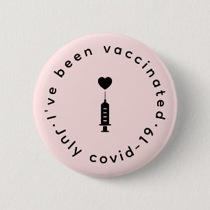I've Been Vaccinated Pink Cute Heart Safety 6 Cm Round Badge