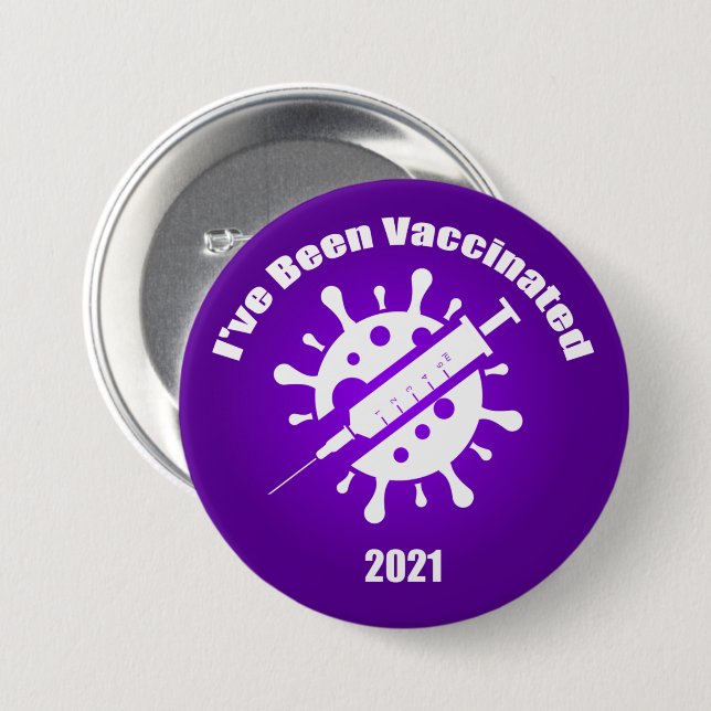 I've Been Vaccinated Purple 7.5 Cm Round Badge (Front & Back)