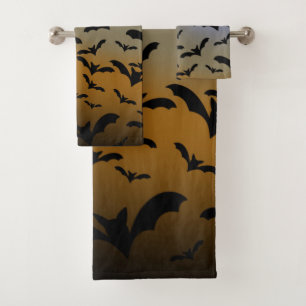 I've Gone Batty For Black Bats & Pretty Moonlight Bath Towel Set